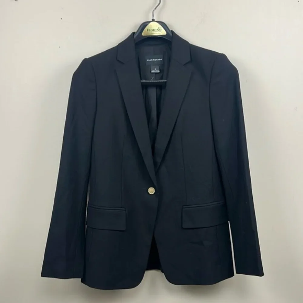 Club Monaco Borrem Blazer black single breasted 2 wool blend